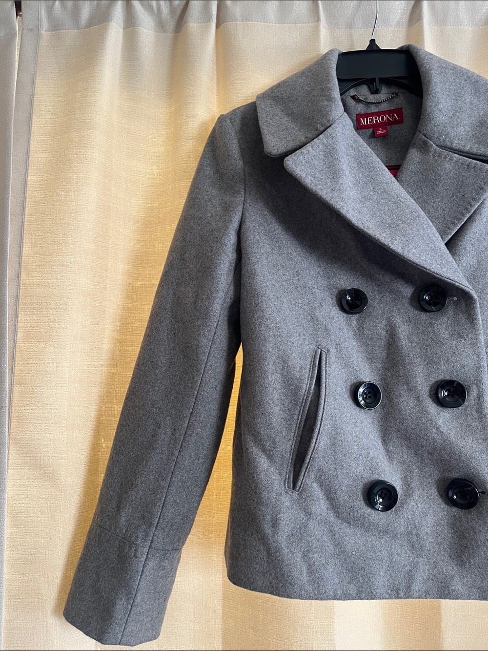 Women’s Merona Charcoal Gray Double-Breasted Pea Coat - Picture 6 of 10